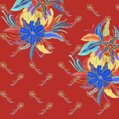 Indonesian Flowers on Red