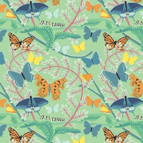 Butterflies on Bright Green