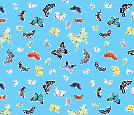 Butterflies in Watercolor fabric by anntuck on Spoonflower - custom fabric
