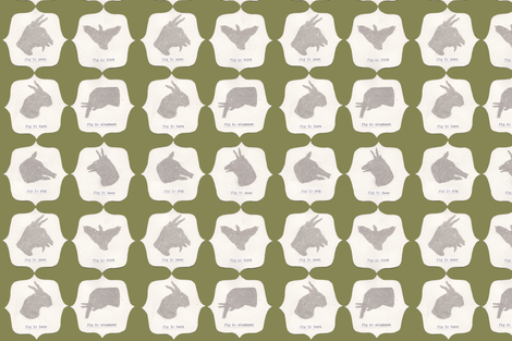 Hand Shadow Animals in Green fabric by sparegus on Spoonflower - custom fabric
