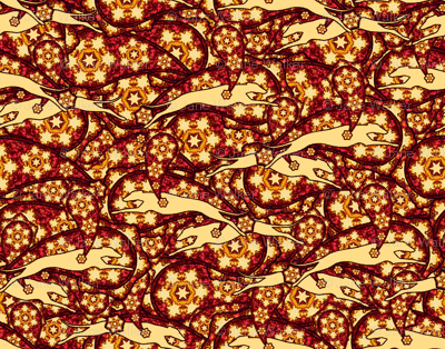 Rust/Yellow Greyhound Casual Paisley ©2010 by Jane Walker
