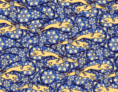 Blue/Yellow Greyhound Casual Paisley ©2010 by Jane Walker