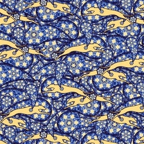 Blue/Yellow Greyhound Casual Paisley ©2010 by Jane Walker