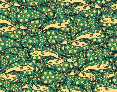 Green/Yellow Greyhound Casual Paisley ©2010 by Jane Walker