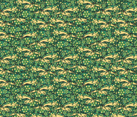 Green/Yellow Greyhound Casual Paisley ©2010 by Jane Walker fabric by artbyjanewalker on Spoonflower - custom fabric