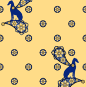 Blue Whimsical Greyhound Paisley ©2010 by Jane Walker