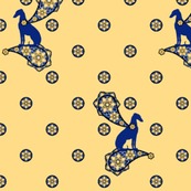 Blue Whimsical Greyhound Paisley ©2010 by Jane Walker