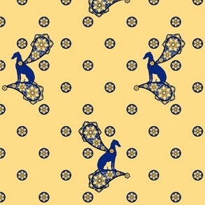 Blue Whimsical Greyhound Paisley ©2010 by Jane Walker