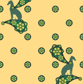 Green Whimsical Greyhound Paisley ©2010 by Jane Walker