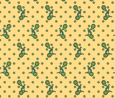Green Whimsical Greyhound Paisley ©2010 by Jane Walker fabric by artbyjanewalker on Spoonflower - custom fabric