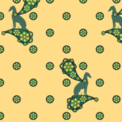 Green Whimsical Greyhound Paisley ©2010 by Jane Walker