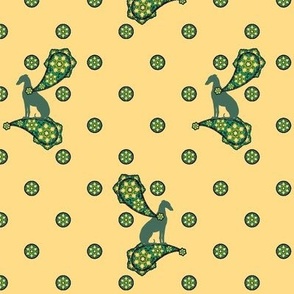 Green Whimsical Greyhound Paisley ©2010 by Jane Walker