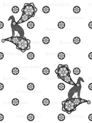 Grey Whimsical Greyhound Paisley ©2010 by Jane Walker