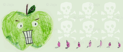 evil apple chases grapes