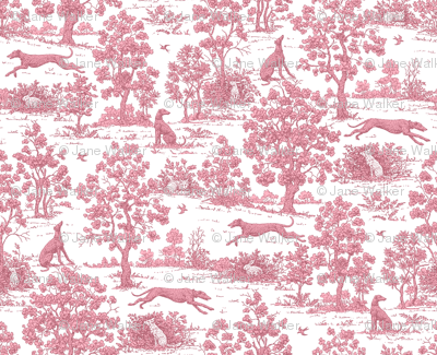 Dark Pink Greyhound Toile ©2010 by Jane Walker