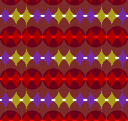 Mod circles in red, olive and purple