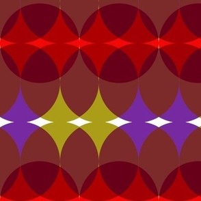 Mod circles in red, olive and purple
