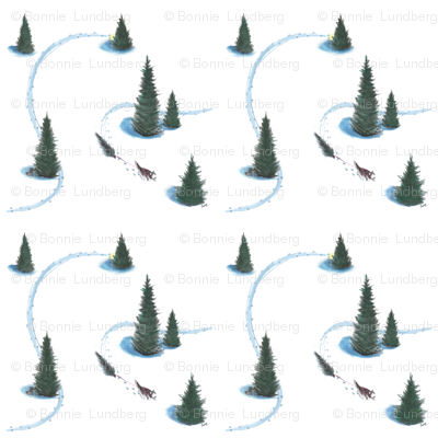 Siberian Husky pulling home the Christmas Tree 