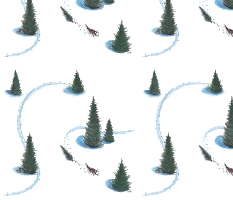 Siberian Husky pulling home the Christmas Tree  fabric by bonz_fabric_ on Spoonflower - custom fabric