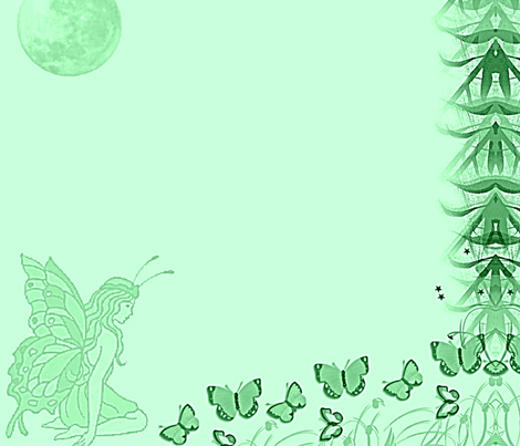 Butterfly Fairy Mint Green Panel fabric - art_to_fabric ...