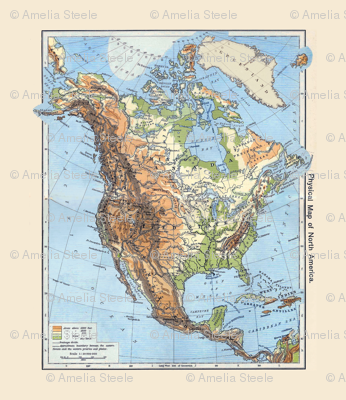 HUGE 6 foot Vintage US Physical Map