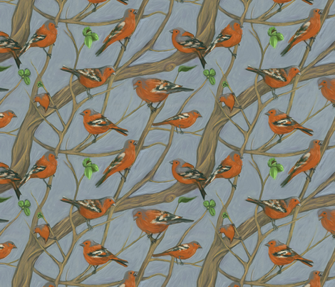 The Chaffinch fabric by ravynka on Spoonflower - custom fabric