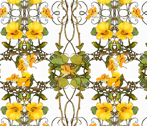 yellow_nasturtium_pattern fabric by wren_leyland on Spoonflower - custom fabric