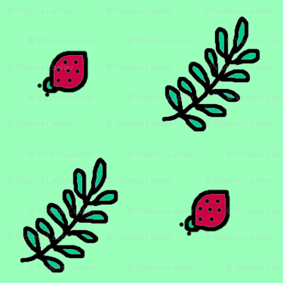 diagonal_green_fern_leaf_and_red_bug_doodle_2
