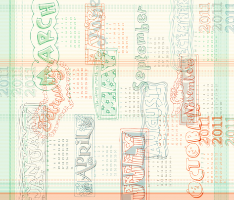 2011 Calendar Tea Towel Fat Quarter Kit fabric by cathyheckstudio on Spoonflower - custom fabric