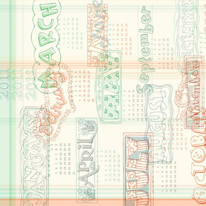 2011 Calendar Tea Towel Fat Quarter Kit