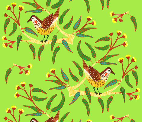 GreenWattleBird fabric by yellowstudio on Spoonflower - custom fabric