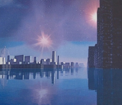 3010 Sci Fi Water City Pillow © 2010 Gingezel™ Inc.