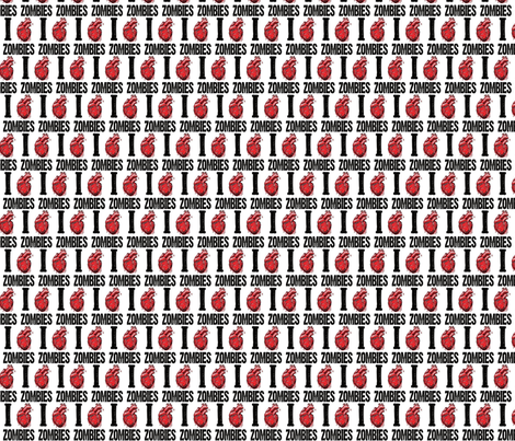 I love zombies white fabric by motleycruiser on Spoonflower - custom fabric