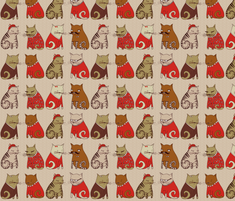 Sweater Cats  fabric by papersparrow on Spoonflower - custom fabric