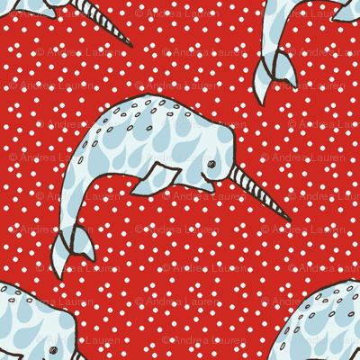 Narwhal Love - Red Dots