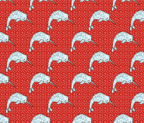 Narwhal Love - Red Dots fabric by papersparrow on Spoonflower - custom fabric