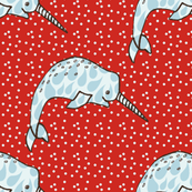 Narwhal Love - Red Dots