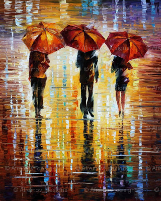 Three Red Umbrellas