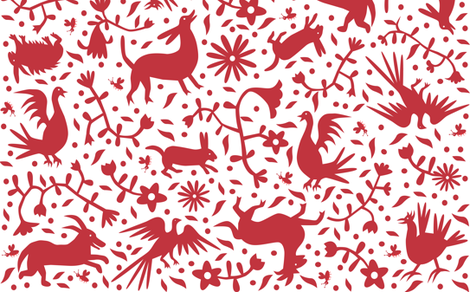 Otomi inspired red fabric by weegeckotoes on Spoonflower - custom fabric