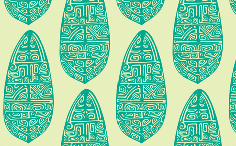 Polynesian, turquois fabric by sophista-tiki on Spoonflower - custom fabric