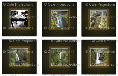 Six 14 inch Photographic Waterfall Pillow Cover Designs per  Yard