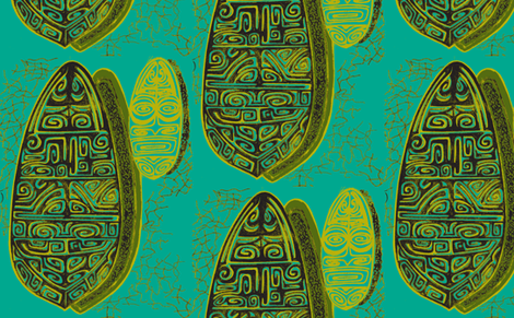 The Polynesian with in blue fabric by sophista-tiki on Spoonflower - custom fabric
