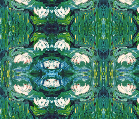 Waterlilies after Monet - scarf version fabric by susaninparis on Spoonflower - custom fabric