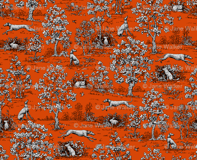 Red and Black Greyhound Toile de Jouy ©2011 by Jane Walker