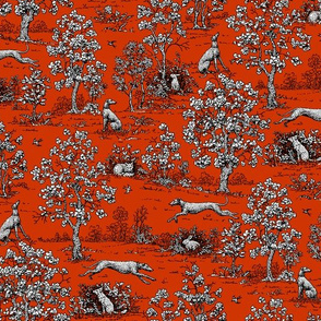 Red and Black Greyhound Toile de Jouy ©2011 by Jane Walker