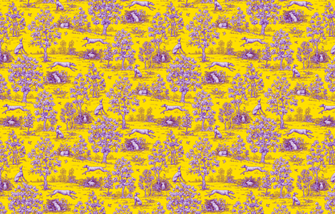 Yellow and Purple Greyhound Toile ©2011 by Jane Walker