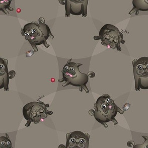Pugs! (Black Pugs on Gray)