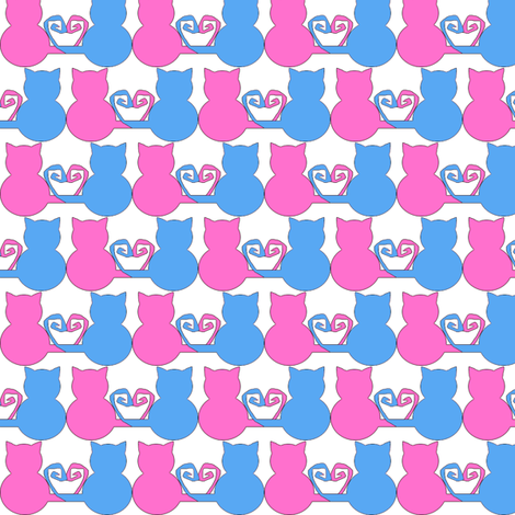 Kitty Hearts_Large fabric by tallulahdahling on Spoonflower - custom fabric