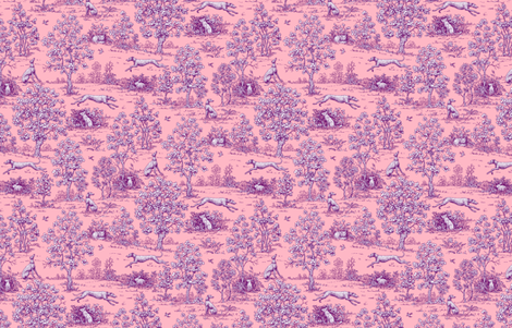 Pink and Purple Greyhound Toile ©2011 by Jane Walker fabric by artbyjanewalker on Spoonflower - custom fabric