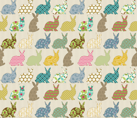 year of the COLORFUL rabbit fabric - littlerhodydesign - Spoonflower